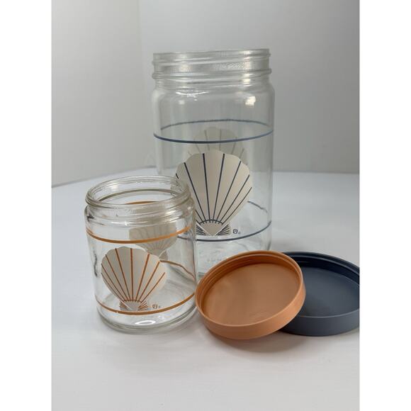 Brockway Glass Co Jars X 2 Cannisters Seashells Plastic Lid Retro 1980s Vtg - Picture 3 of 9